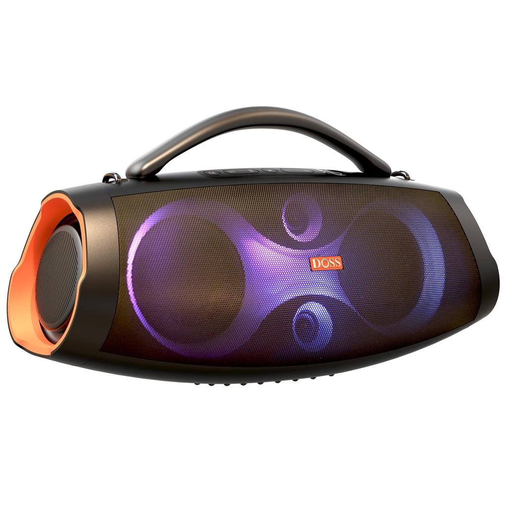 DOSS Extreme Boom Pro Bluetooth 30 Hours of 60W Loud Light Show IPX6 Enhanced Passive Shoulder Strap Perfect for and Travel Speaker, Wireless,