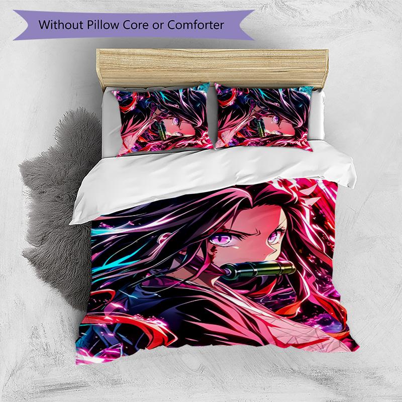 3pcs nezouko6 Design Cover Set - HD Printed Bedding with 1 Cover and 2 Pillowcases - Perfect for Home and Dorm Decor