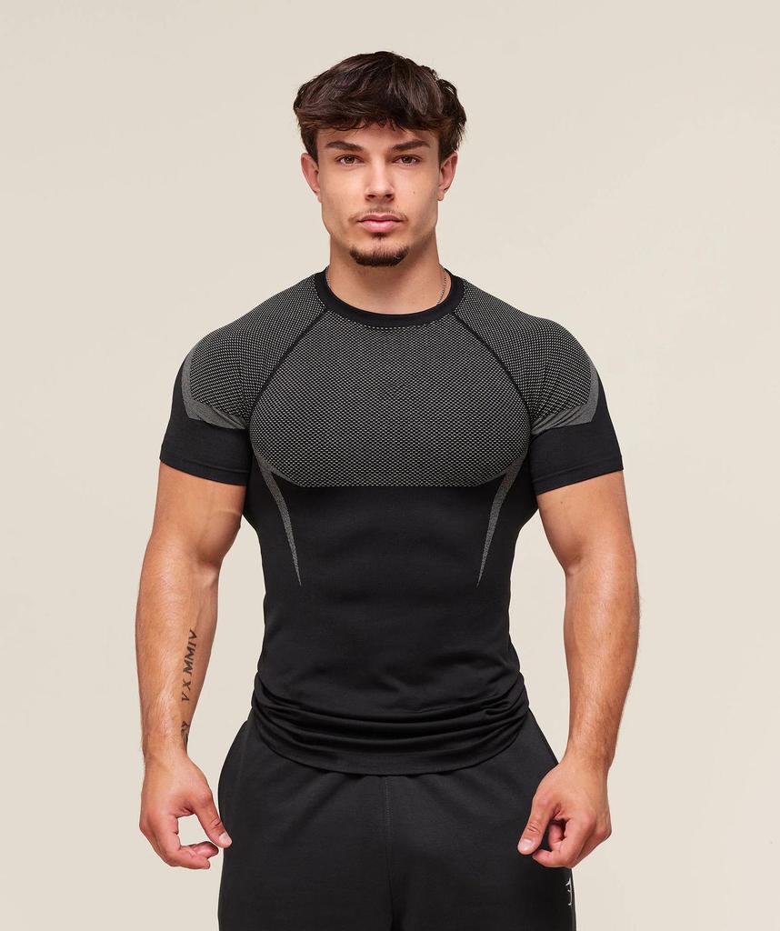 Мужская дышащая компрессионная футболка GYMSHARK с коротким рукавом, для тренировок, быстросохнущая