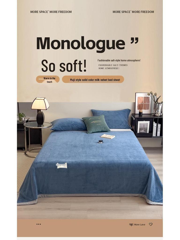 Постельная простыня и пододеяльник из кораллового флиса, фланели и бархата - Односпальный размер