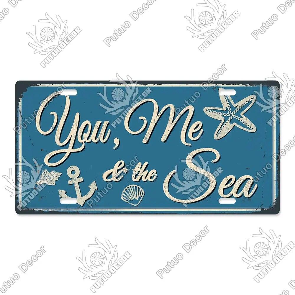 Putuo Decor Beach Retro Tin Sign Licenses Plate Plaque Metal Vintage Poster for Pub Bar Surf Club Man Cave Wall Art Decoration