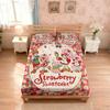 3pcs Pink Strawberry Girl Printed Chipless Bed Sheet Set Multi Size Soft Bed Cover Bedroom Bedding Decoration