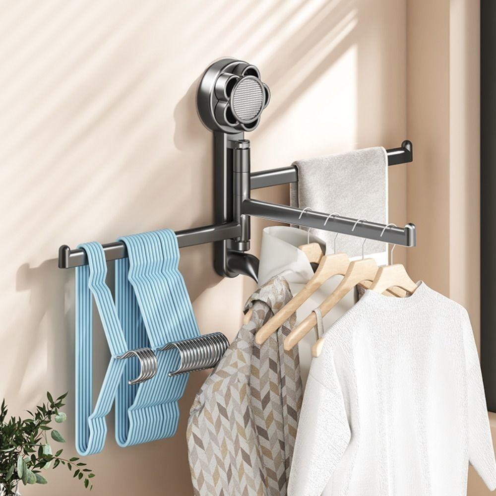 Wall Mounted Towel Hanger Rotating Bath Towel Holder Strong Suction Towel Rack Shower