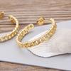 QIKU Luxury Gold Color Circle Hoop Earrings Jewelry Simple Party Crystal Zircon Women Wedding Engagement Accessories Gift