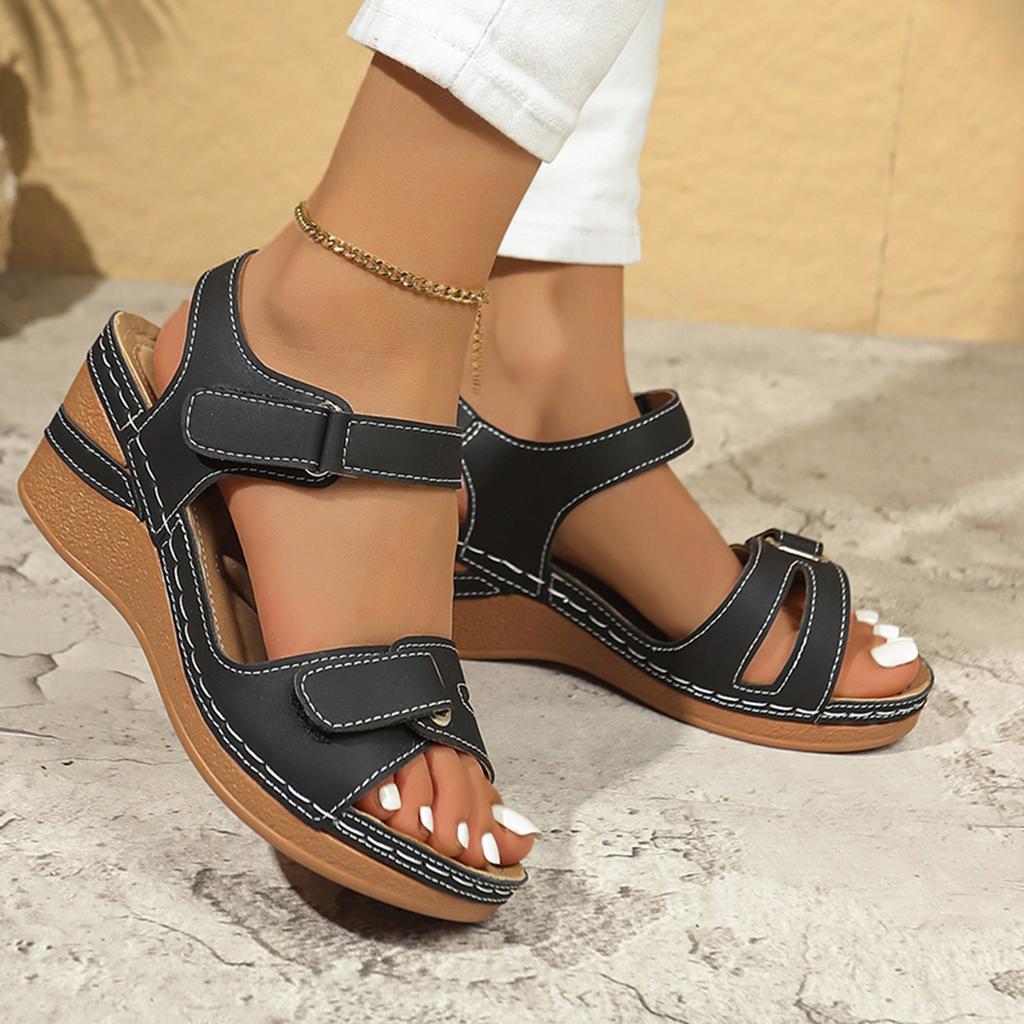 Европейские и американские внешнеторговые сандалии с рыбьим ртом и сломанным каблуком на липучке для женщин из Юго-Восточной Азии с открытым носком и толстой подошвой, классные пляжные тапочки