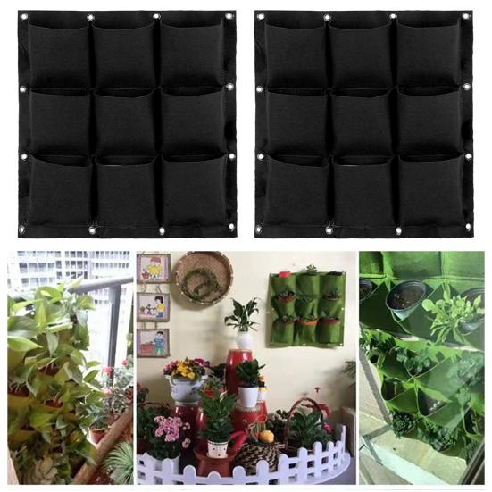Подвесной мешок для посадки, настенный 9 карманов, вертикальный квадратный дышащий домашний и уличный подвесной настенный горшок с цветами клубники, садовые принадлежности