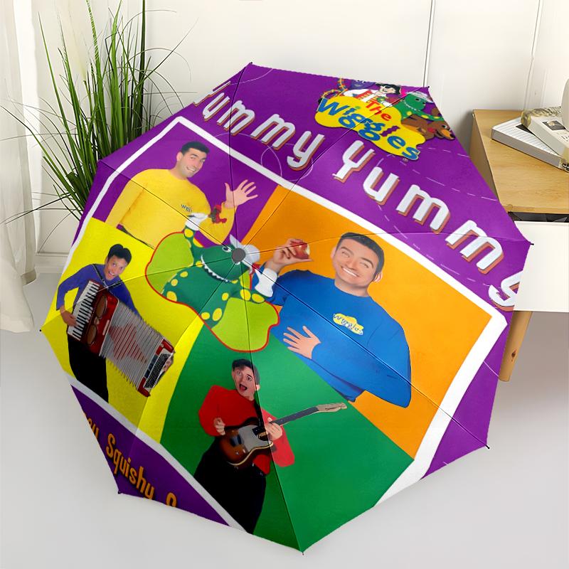 The Wiggles Print Automatic Umbrella, 8 Rib Iron Frame, Plastic Handle, Suitable for Outdoor Travel &Daily , Ideal Gift