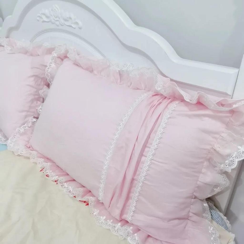 Две пары кружевных хлопковых наволочек «Принцесса» с двойными рюшами