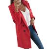 Solid Color Fashion Women Long Sleeve Lapel Slim Fit Pocket Button Overcoat