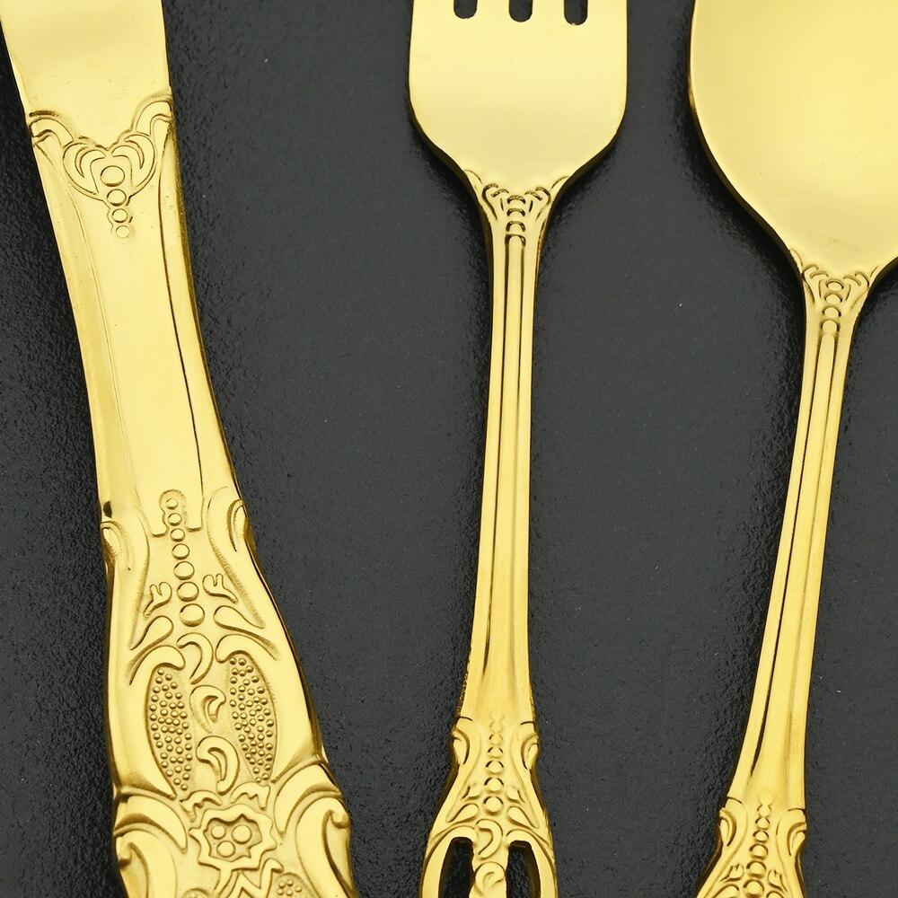 Royal Cutlery Silver Stainless Steel Sets Vintage Spoons Colorful Dinnerware Forks Kitchen Tableware Dinner Western Silverware