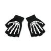 Winter Warm Knitted Half Finger Gloves Luminous Fluorescent Printing Cycling Anti-slip Gloves