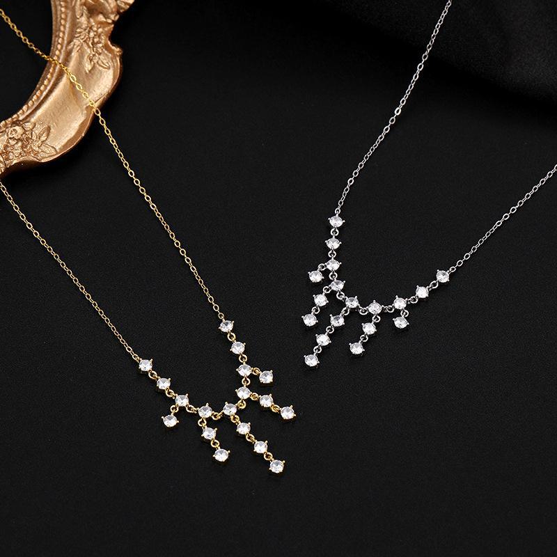 Ожерелье Galaxy Waterfall из серебра 925 пробы с бриллиантами и кисточками, роскошная и элегантная цепочка на ключицу