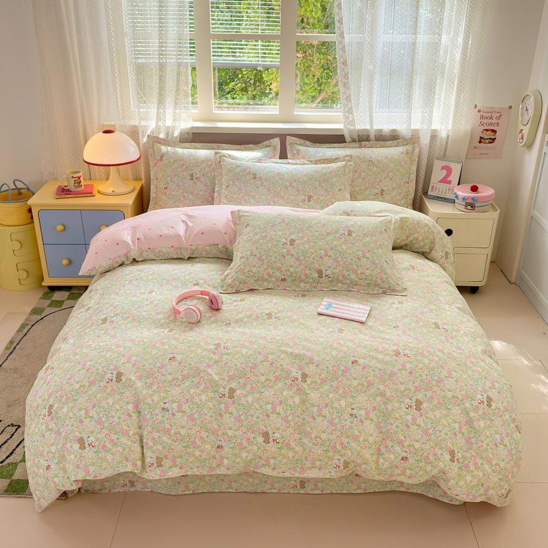 Class A 100% pure cotton four-piece set, bedding, maternal and infant grade, naked sleeping grade, bed sheet, quilt cover, student dormitory three