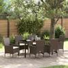 VidaXL 7-piece Garden Dining Set with Brown Cushions Poly Rattan 3379783