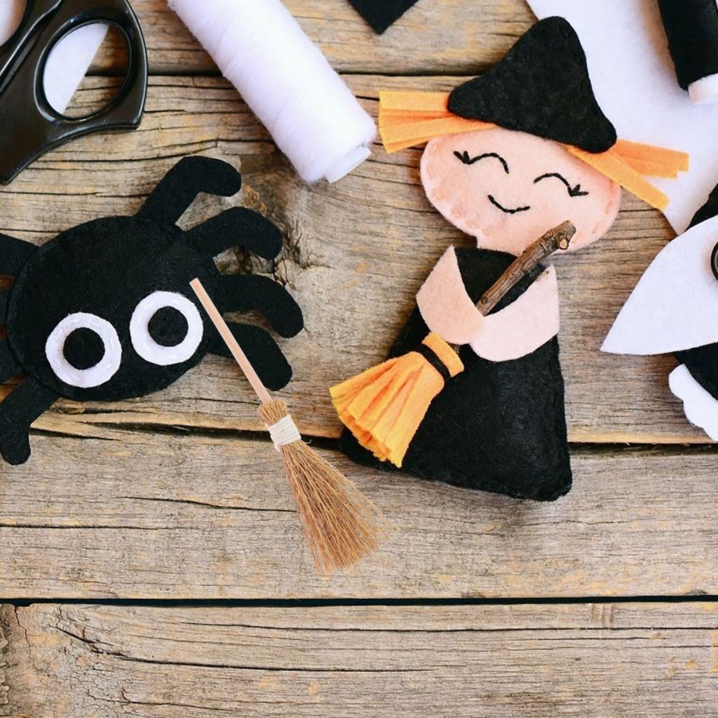 3Set Small Witch Hat Broom Set Add Festive Touch to Environment with Unique Props for Halloween Celebration and Craft Projects