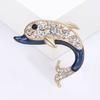 Модная эмалированная брошь-дельфин из сплава со стразами