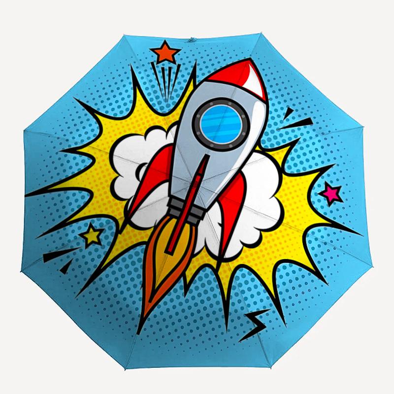 1pc Rocket Launch Automatic Opening/Closing Umbrella with Operation & Windproof Canopy - Folding Design, Holiday Gift yy260225156