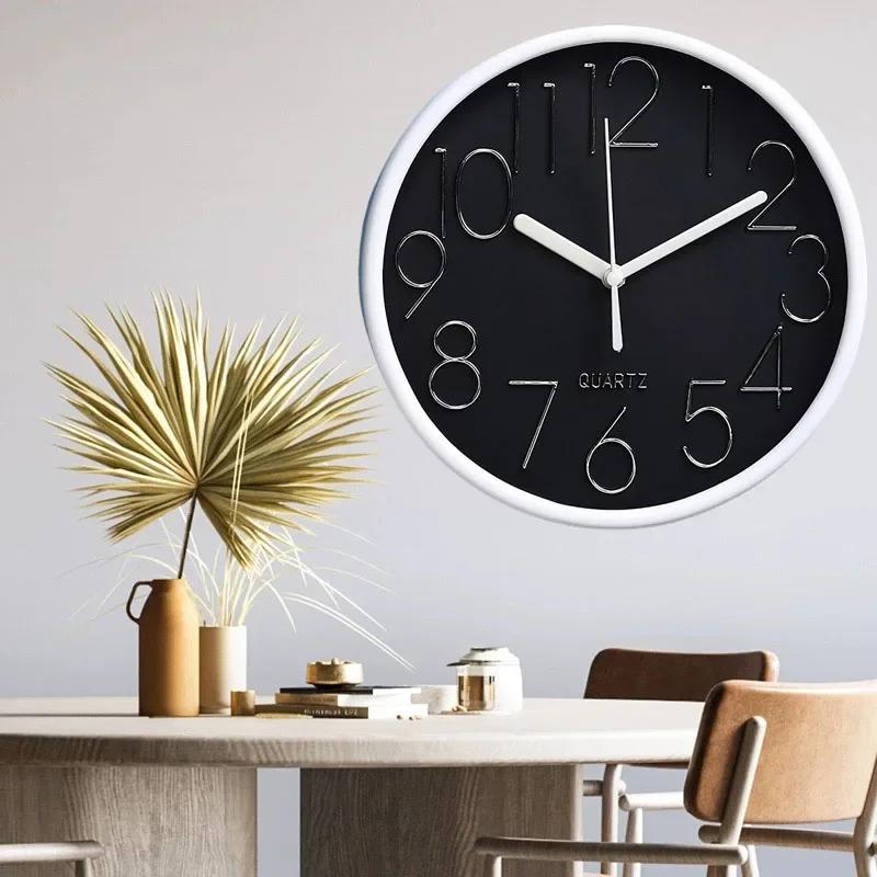 8-дюймовые цифры, легко читаемые настенные часы, классические, элегантные, современные, бесшумные кварцевые часы для гостиной, спальни, офиса