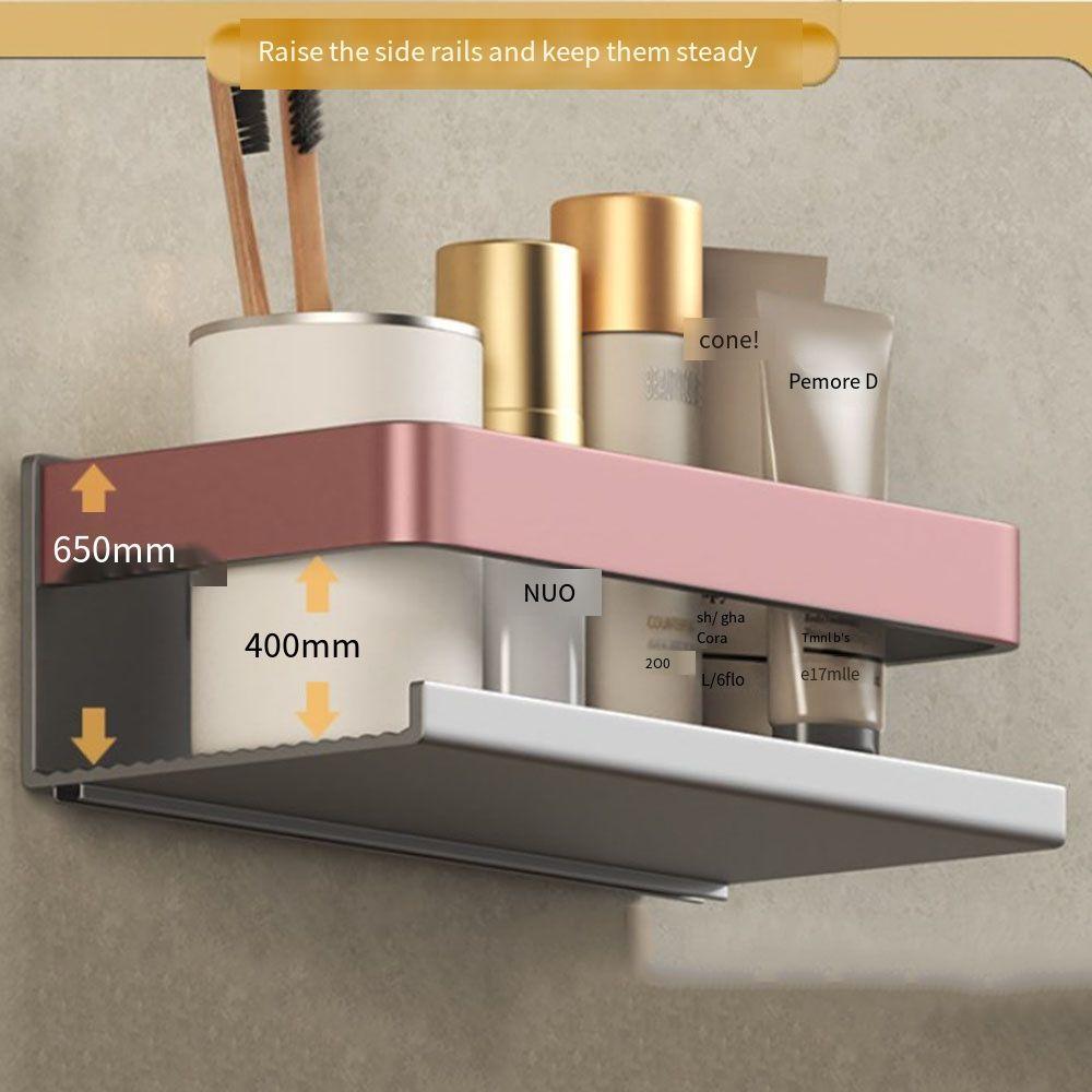 Настенные полки для хранения в ванной комнате, органайзер для туалета без перфорации, кухонная полка для специй, алюминиевые серые полки для туалетной комнаты, косметика
