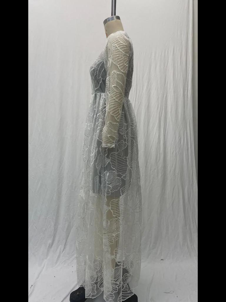 2025 European & American Women's Sequin and Lace Embroidery Evening Gown