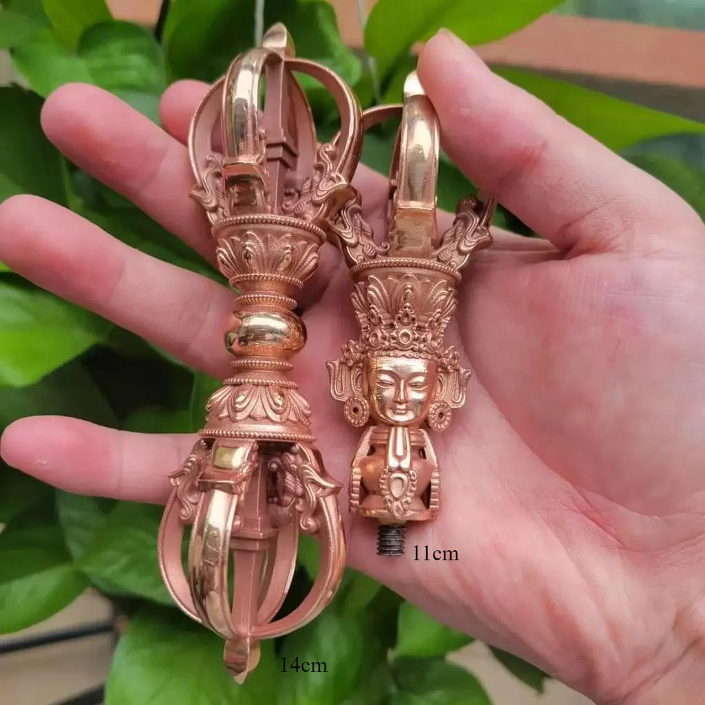 1PCS Craftsmanship Tibetan White Copper Diamond Bell and Pestle Precision Nine Leg Bell Feng Shui Ornament