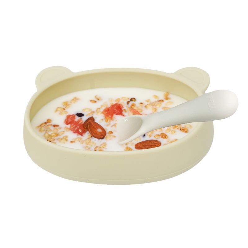 Silicone Baby Bowl with Lid, Food-Grade Suction Cup, Anti-Fall, Little Bear Design