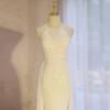 White Evening Dress Women's New Temperament Long Waist Fishtail Luxury Sexy Celebrity Host Long Dress