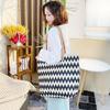 Large Wavy Woven Tote Bag With Zipper Closure For Daily Use And Ecofriendly Style