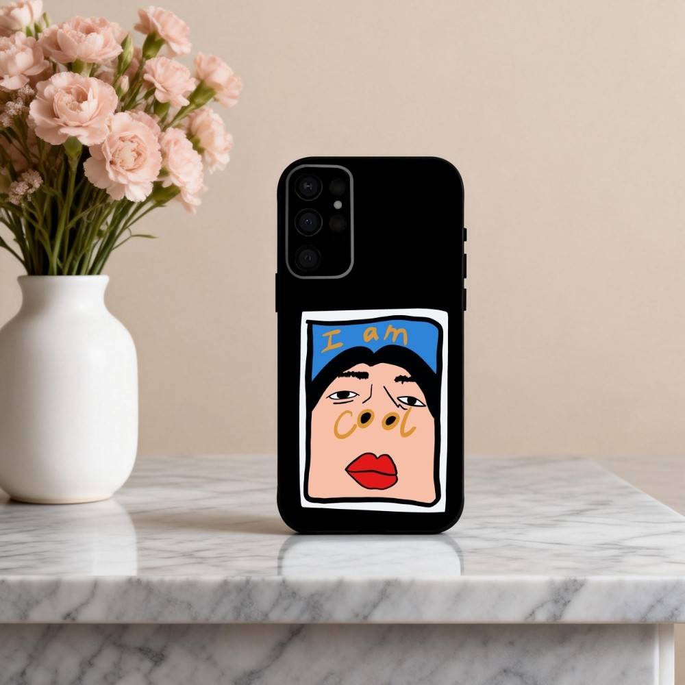 Забавный чехол для телефона с узором 'Я крутой' для Samsung S25,24,23,22,30,21,10,9,Ultra,Plus,Lite,FE,4,5 G Мягкий черный чехол