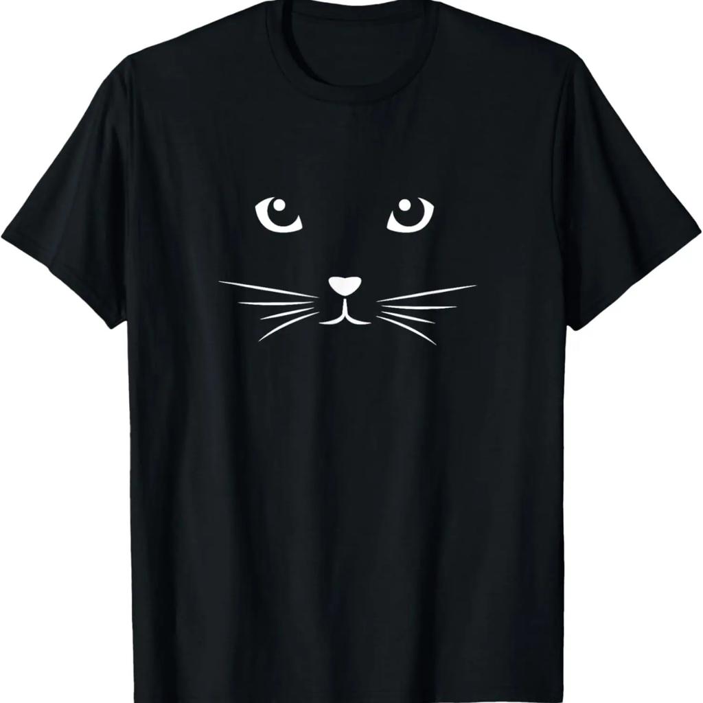 Cute Black Cat Face Kitten Cats Lovers T-Shirt