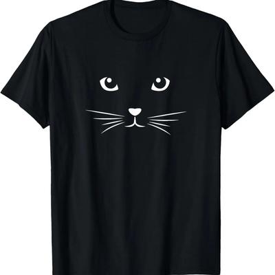 Милая футболка с мордочкой черного кота для любителей кошек
