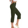 Женские эластичные брюки 3/4 с высокой талией, повседневные брюки-капри с широкими штанинами для активного отдыха, брюки с карманами