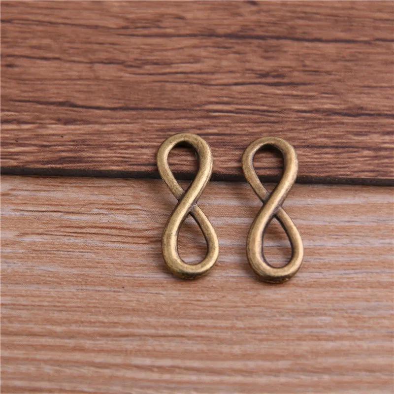 Шарм-коннектор "Бесконечность" для плетеных браслетов DIY, 23*8 мм, цинковый сплав, 3 цвета