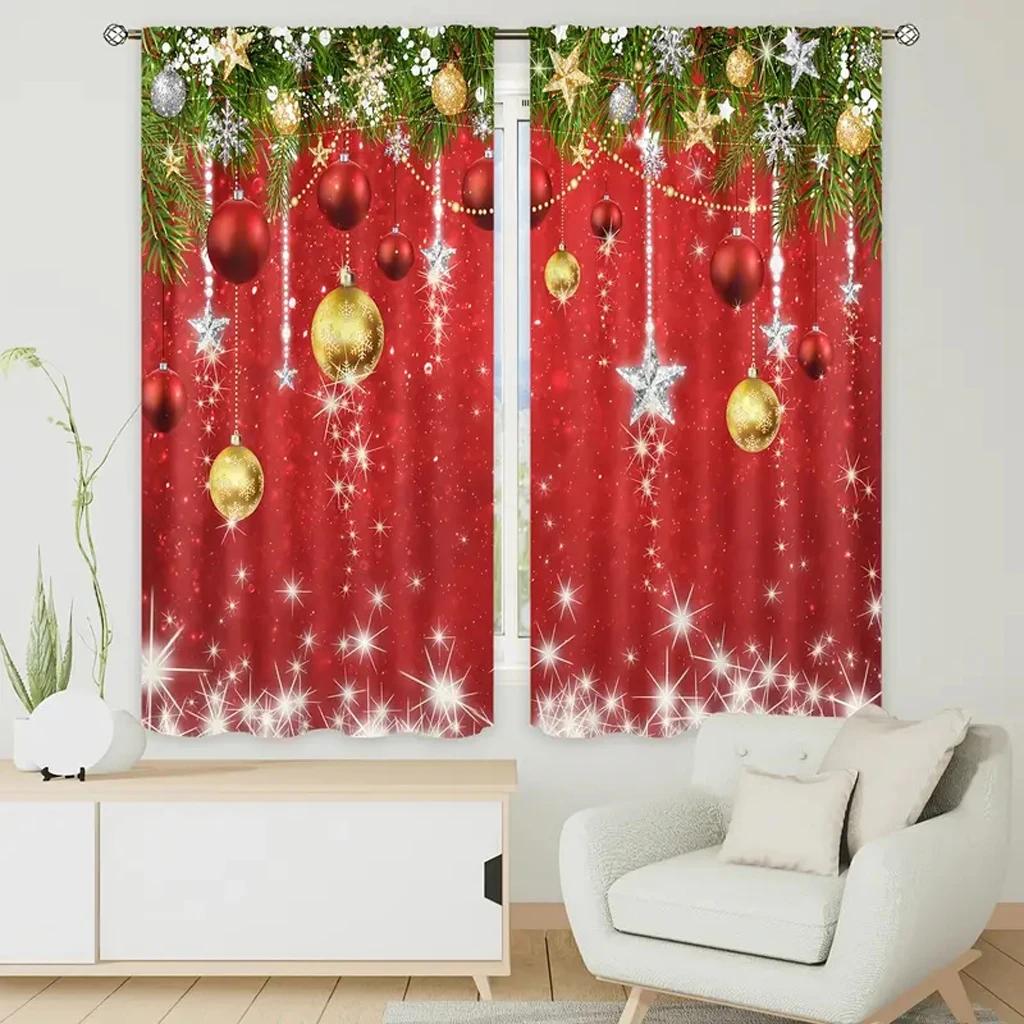 3D Digital Print Curtains With Christmas Tree Snow for Boys Nursery Bedroom Kids Curtains Panels Drapes for Living Room Bedroom