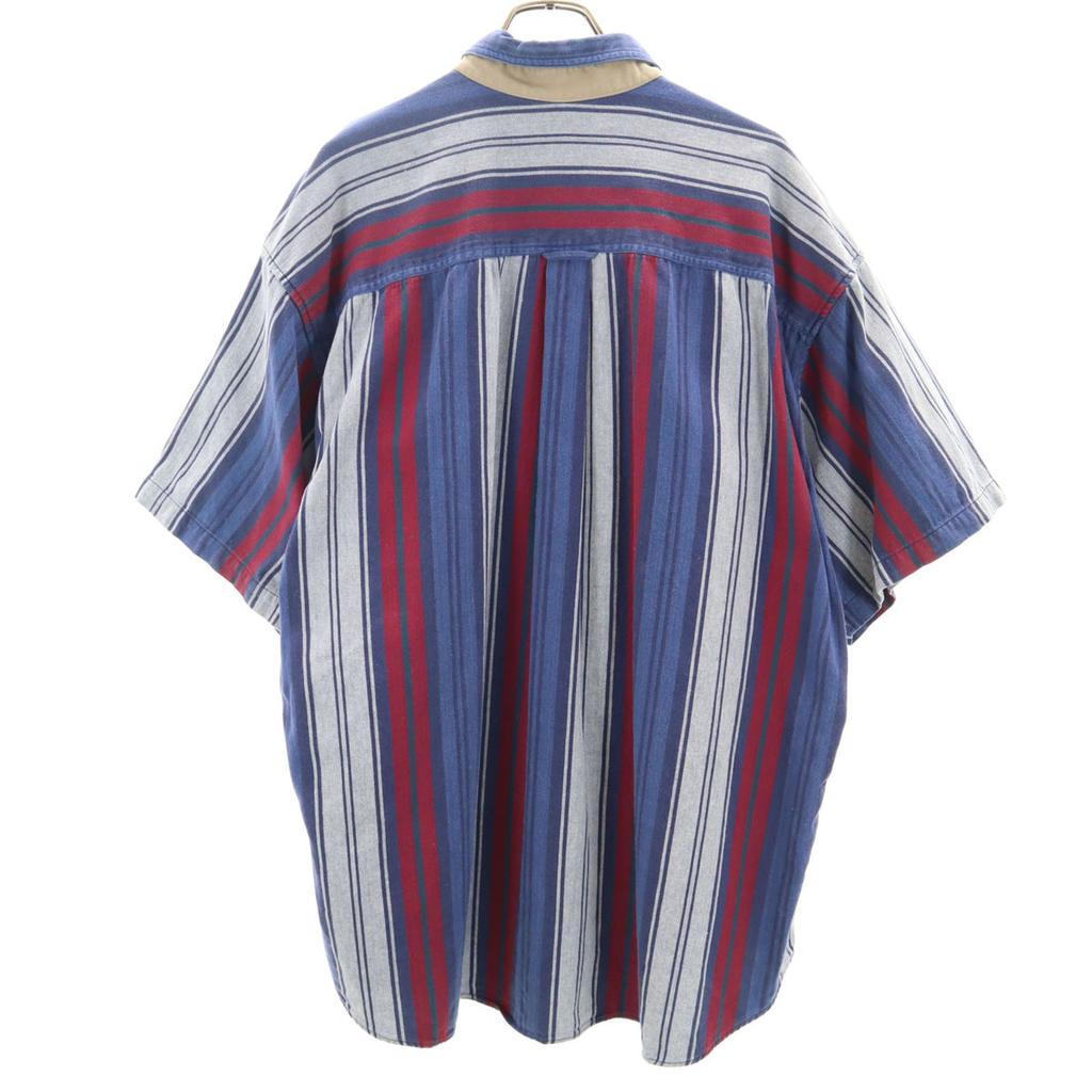 Catalina 90-х 00-х годов Старая рубашка с коротким рукавом на пуговицах в полоску Biggs Мужская Б/У