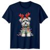 Christmas Dog Lights Reindeer Holiday Unisex Unisexs Graphic Tee T Shirt