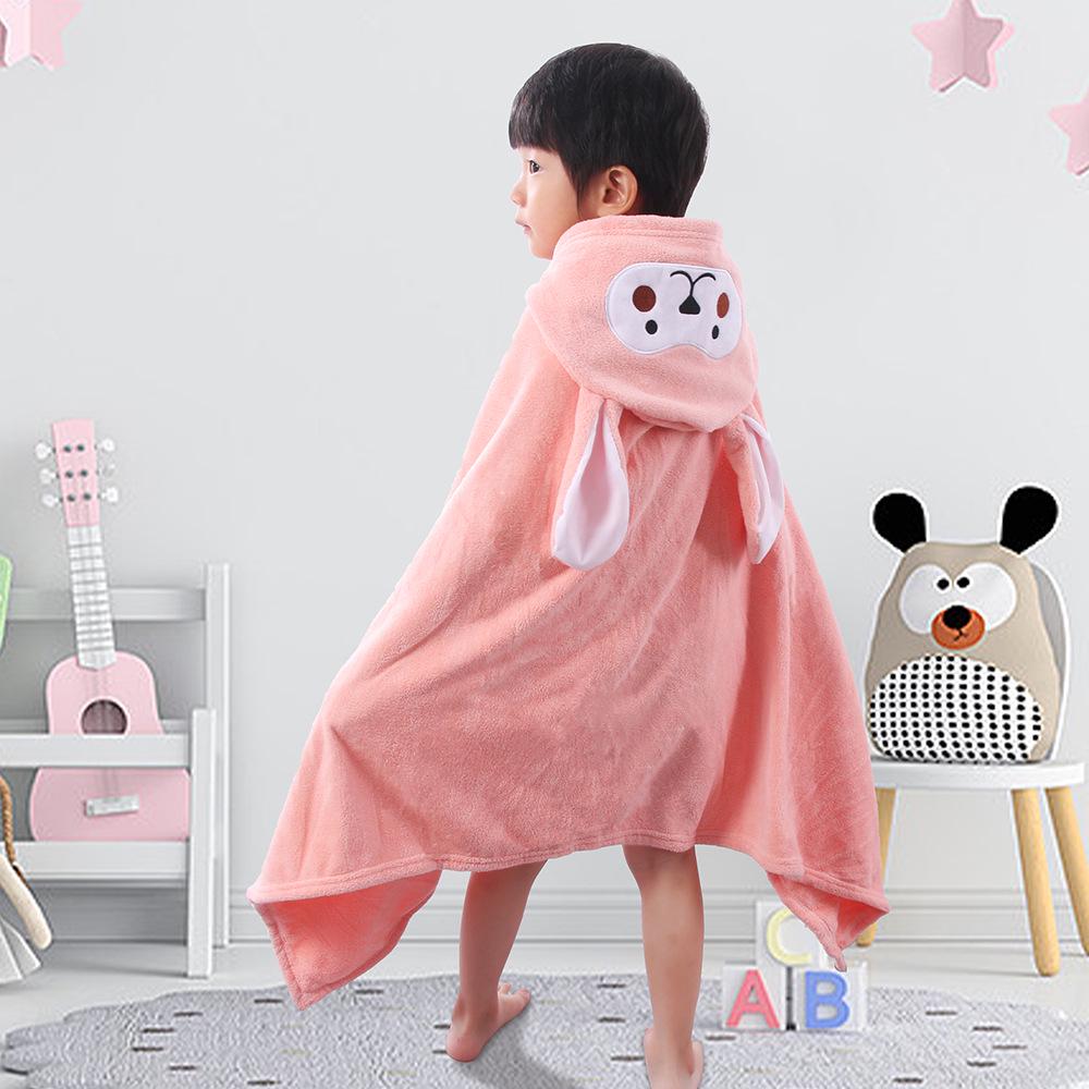 Children's Coral Fleece Hooded Bathrobe - Summer Baby Towel and Cloak for Swimming