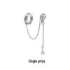 Single Diamond Water Drop Tassel Earring (Platinum Color)