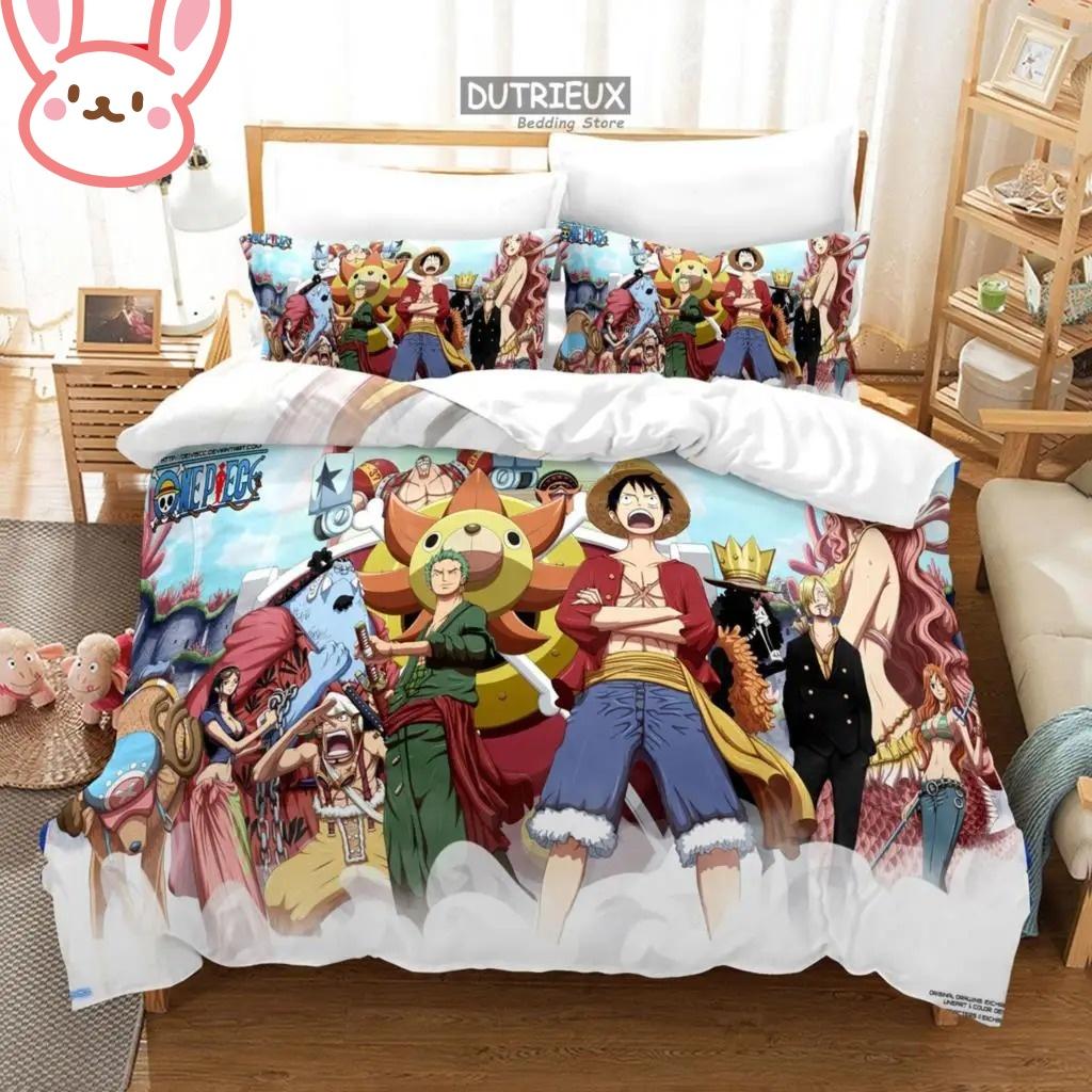 3D Hot Sale One Piece Quilt Cover Set Luffy Sauron Anime Bedding Set Quilt Cover with 2 Pillocase Bedroom Decor Teens Best Gifts
