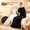 Skin Friendly Winter Blanket Flannel Wearable with Sleeves, Adults Fleece Lined Kangaroo Pocket, Soft Polyester for Cozy Plush Wrap Cold Days