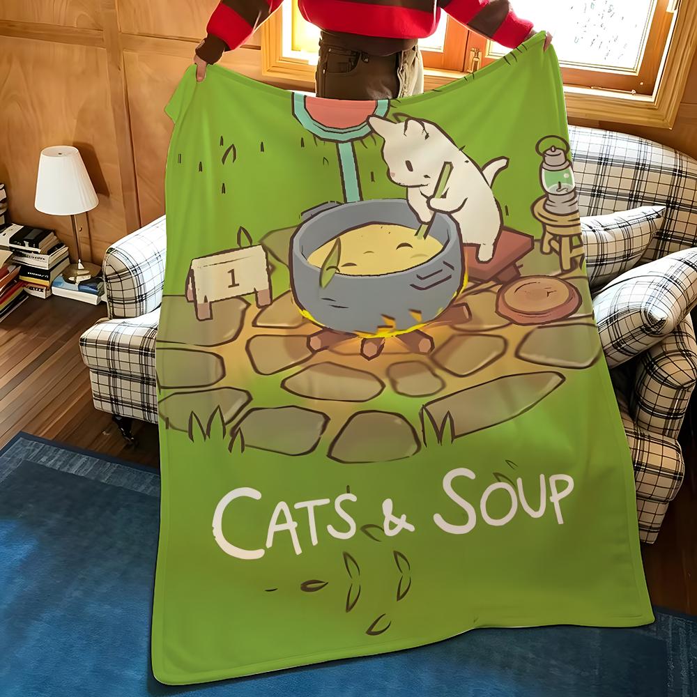 Игровое одеяло C-Cats S-Soup Throw из фланели с уютным принтом, портативное, прочное, можно стирать в машине, милое, классное