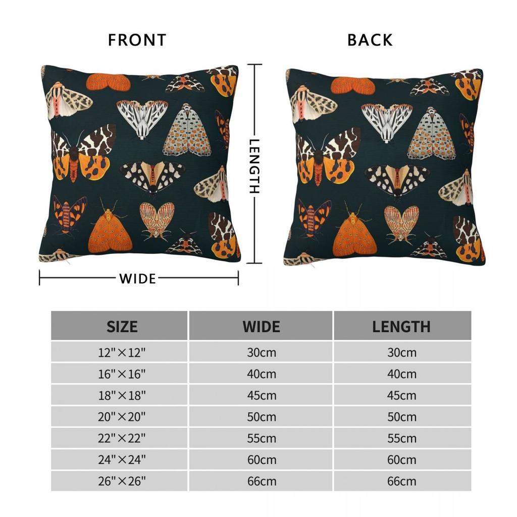Tiger Moths Insert Square Pillowcase Polyester Linen Velvet Printed Zip Decor Throw Pillow Case Car Cushion Cover