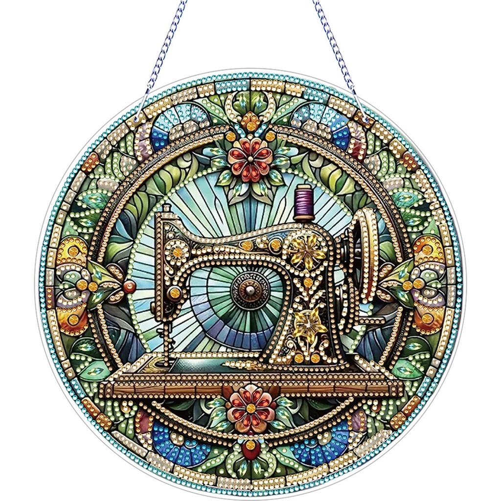 2D Flat DIY Diamond Art Suncatcher Diamond Painting Set Rhinestone Diamond Art Window Pendants Window Hanging Art for Home Decor