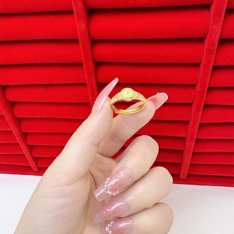 Изысканное открытое кольцо цвета песка и золота для женщин: Высококачественный нишевый дизайн, легкий роскошный стиль, стойкий цвет, имитация золота.
