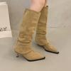 Дизайнер Моды Женские Высокие Сапоги Высокие Каблуки Замшевая Модная Обувь Острый Носок Платье Женские Туфли 2025 Зима Сексуальные Роскошные Botas De Mujer