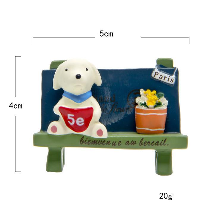 Dog Cute Cartoon Flower Bench Reading Scene Model Ornament For Shooting Props