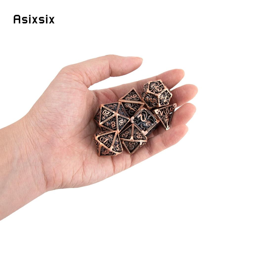 7 шт. медные металлические кубики в виде кальмара, набор полых металлических многогранных кубиков, подходящий для ролевой игры, настольной игры, карточной игры