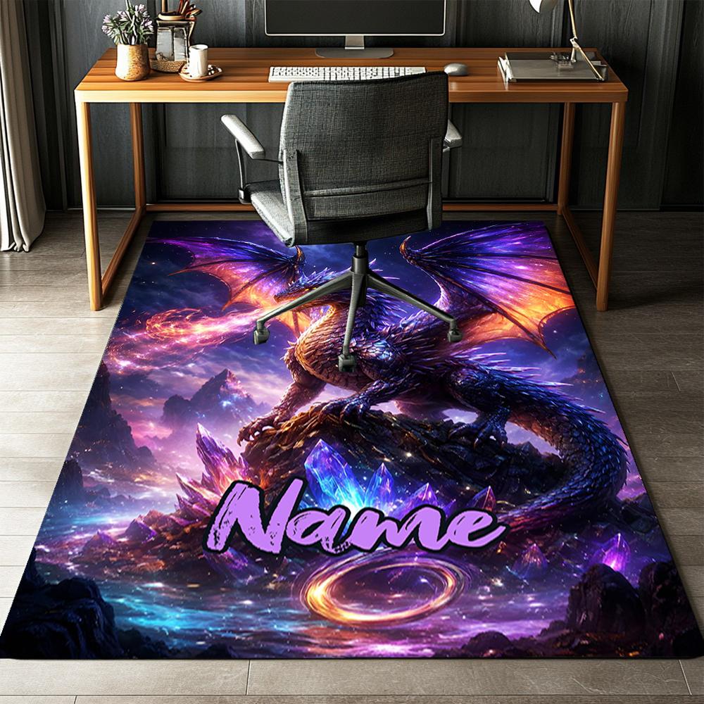 Custom Name Dragon Printed Carpet,Rug for Office Chair Living Room Bedroom Kitchen Room Decor Gifts.