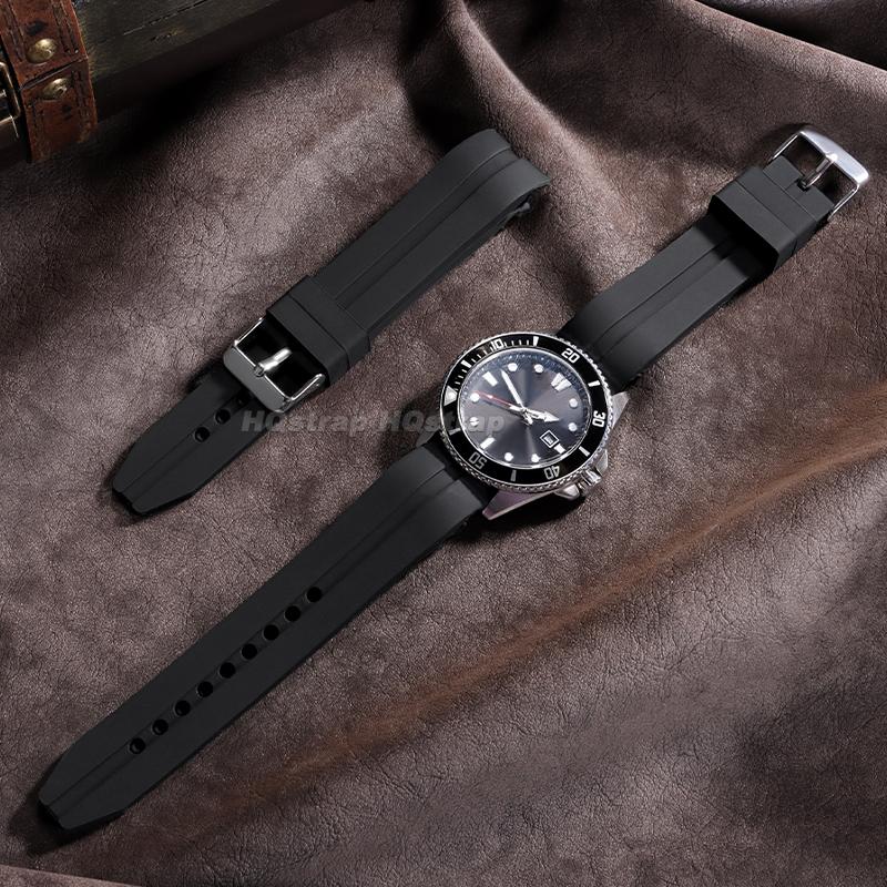 22 мм 24 мм 26 мм Силиконовый ремешок для часов с изогнутым концом для Seiko для Водного Призрака Мягкая резиновая лента Водонепроницаемый универсальный браслет для дайвинга