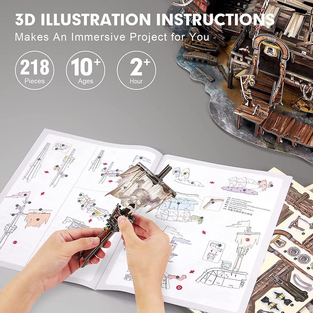 3D-пазлы для взрослых и детей. Подарки. Пиратская бухта Тортуги. Крутой пиратский корабль. Домашний декор. Наборы для творчества. Потрепанный пиратский корабль.